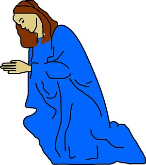 Kneeling Blue Robe Figure