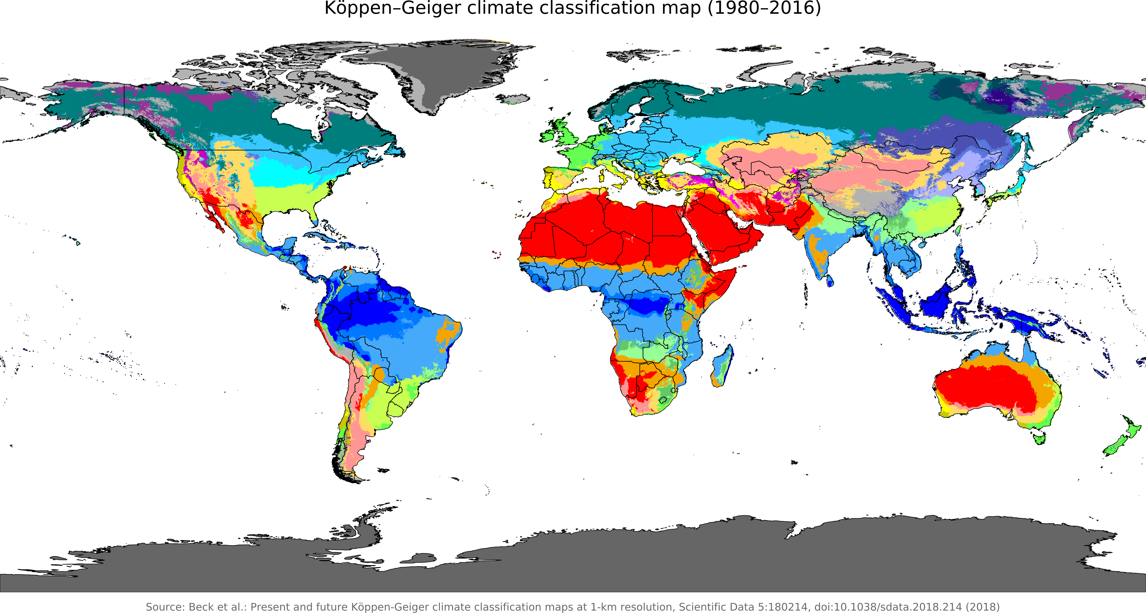 Koppen Geiger Climate Classification Map19802016