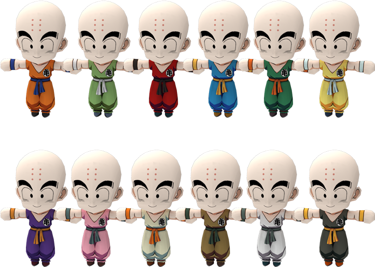 Krillin_ Multiple_ Outfits_ Animated_ Character