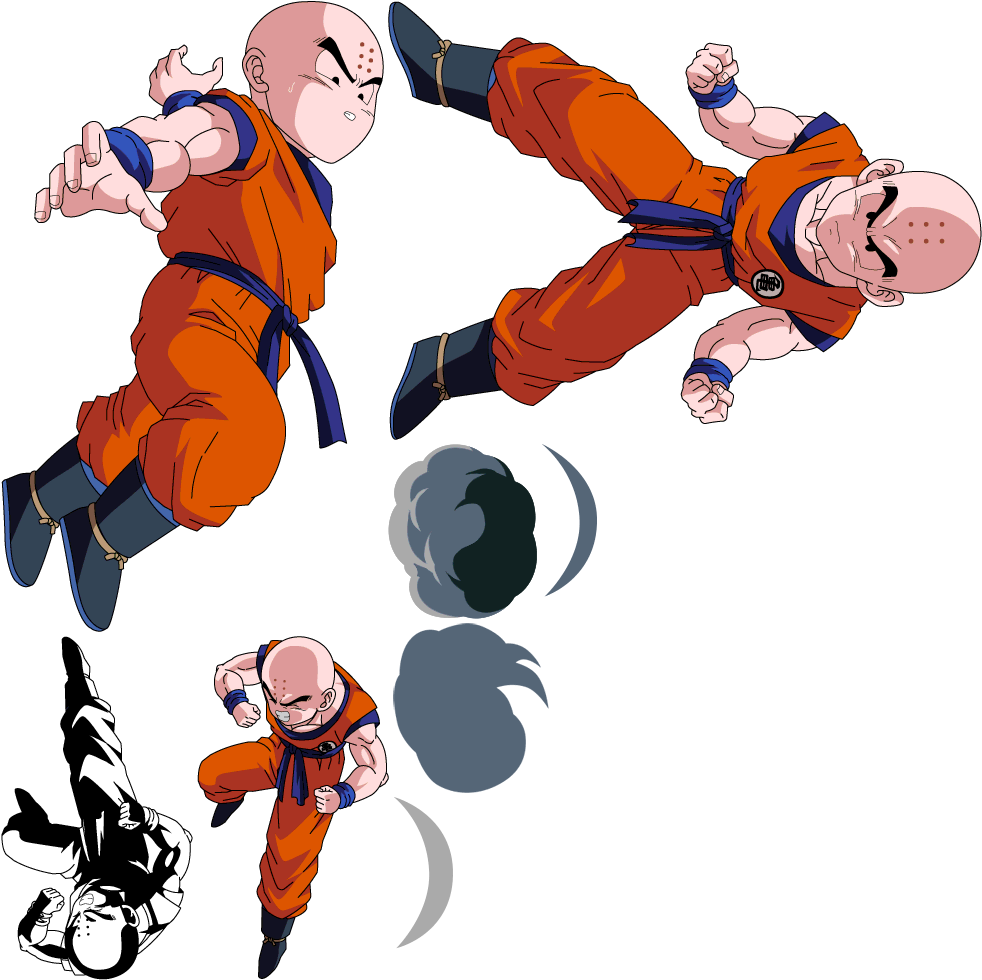 Krillin Multiple Poses Action Illustration