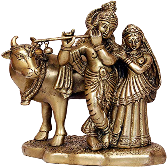 Krishna Radha Statue Flute Cow