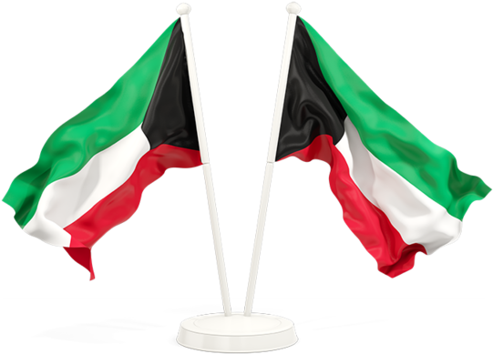 Kuwait National Flags Waving