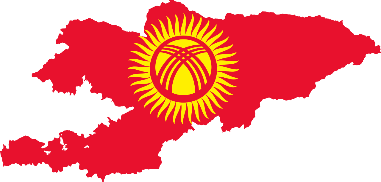 Kyrgyzstan Mapwith Flag