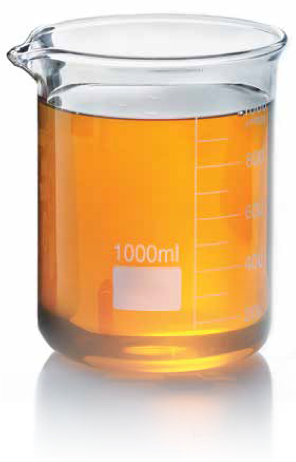 Laboratory Beaker Filled With Orange Liquid