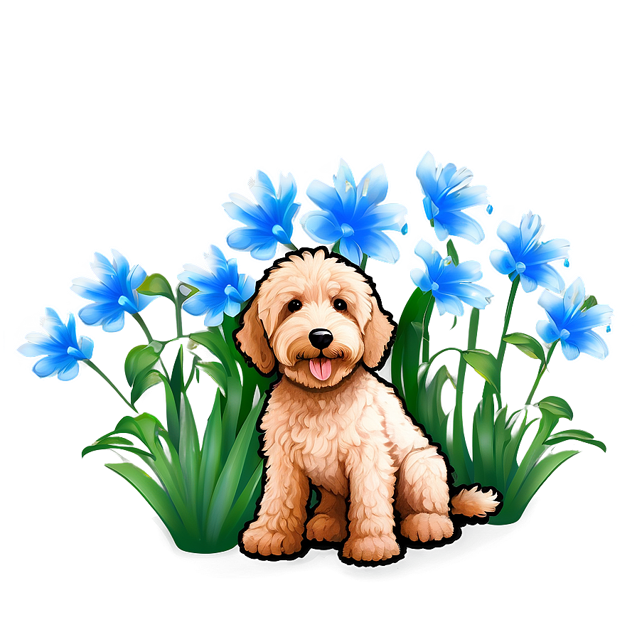 Labradoodle And Flowers Png Nxm