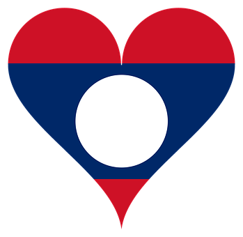 Lao Flag Heart Shape