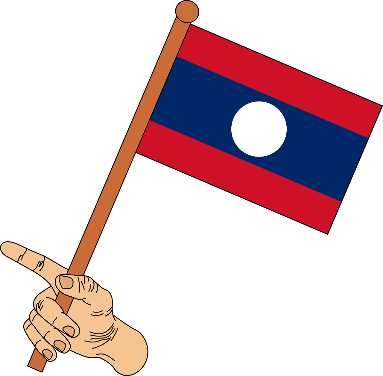 Laos Flagin Hand Illustration