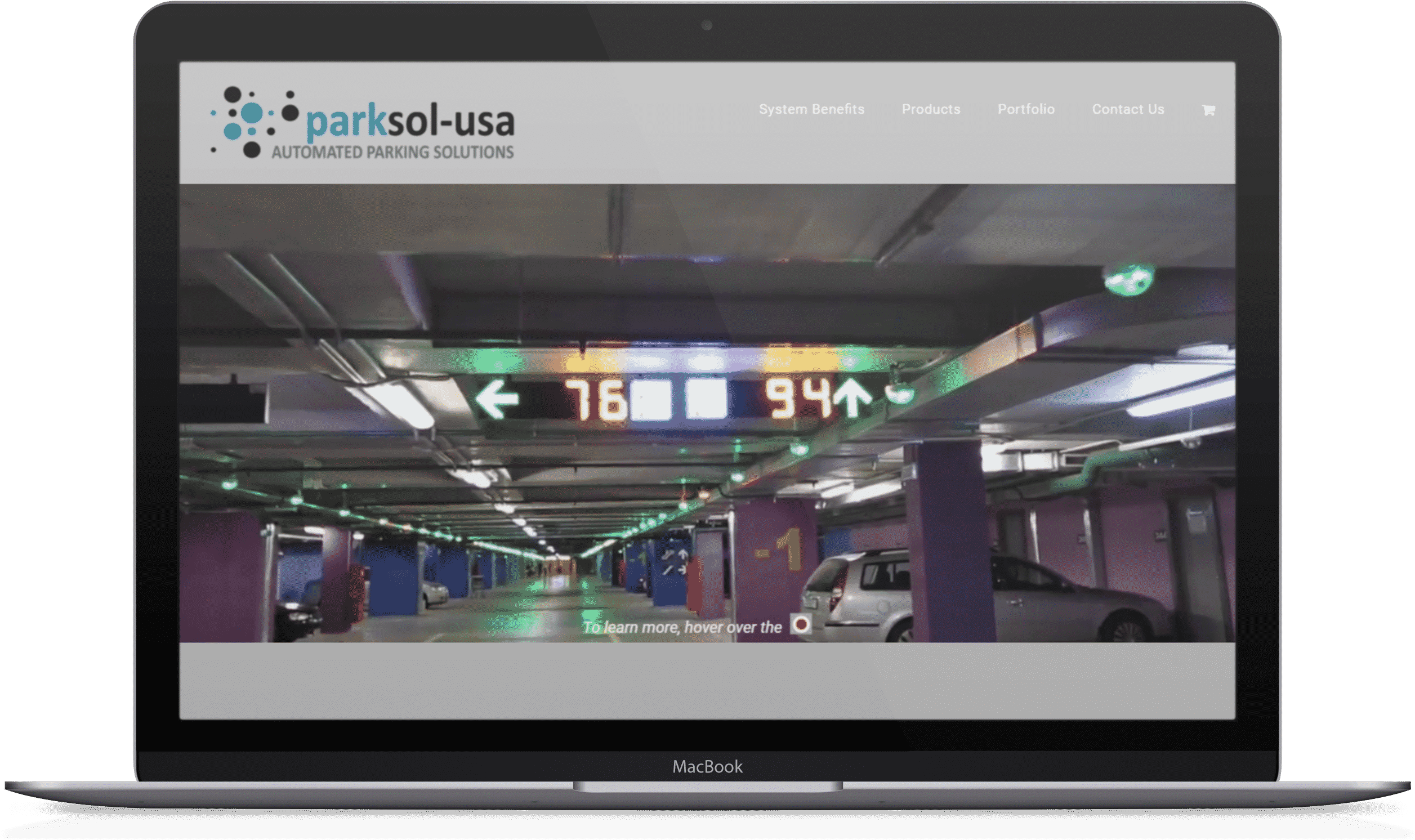 Laptop Mockup Automated Parking Solution Website