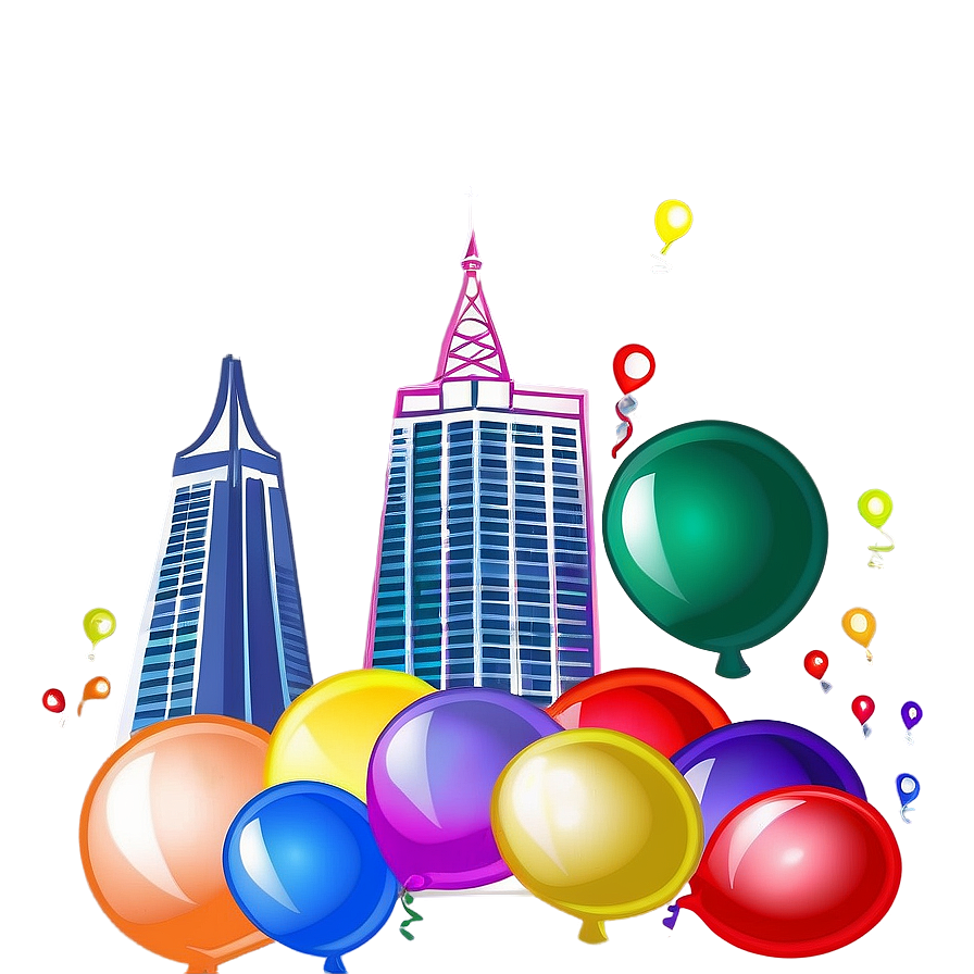 Las Vegas Skyline With Balloons Png Wut