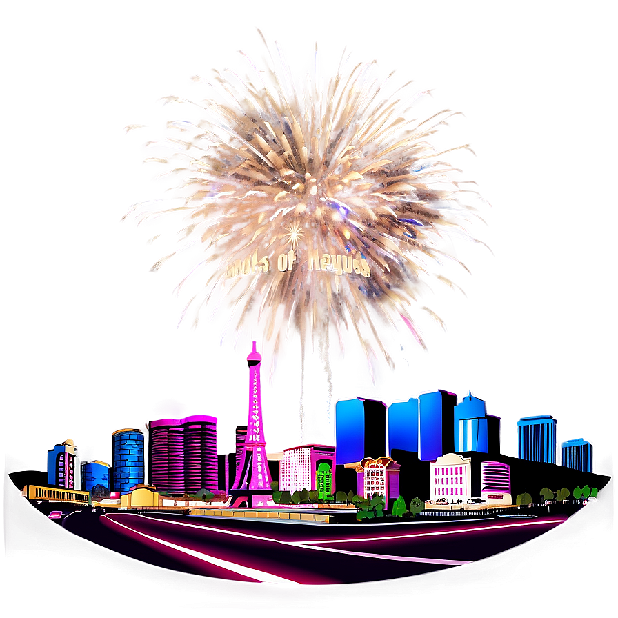 Las Vegas Skyline With Fireworks Png Ebk