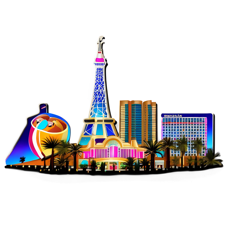 Las Vegas Skyline With Hotels Png Sio