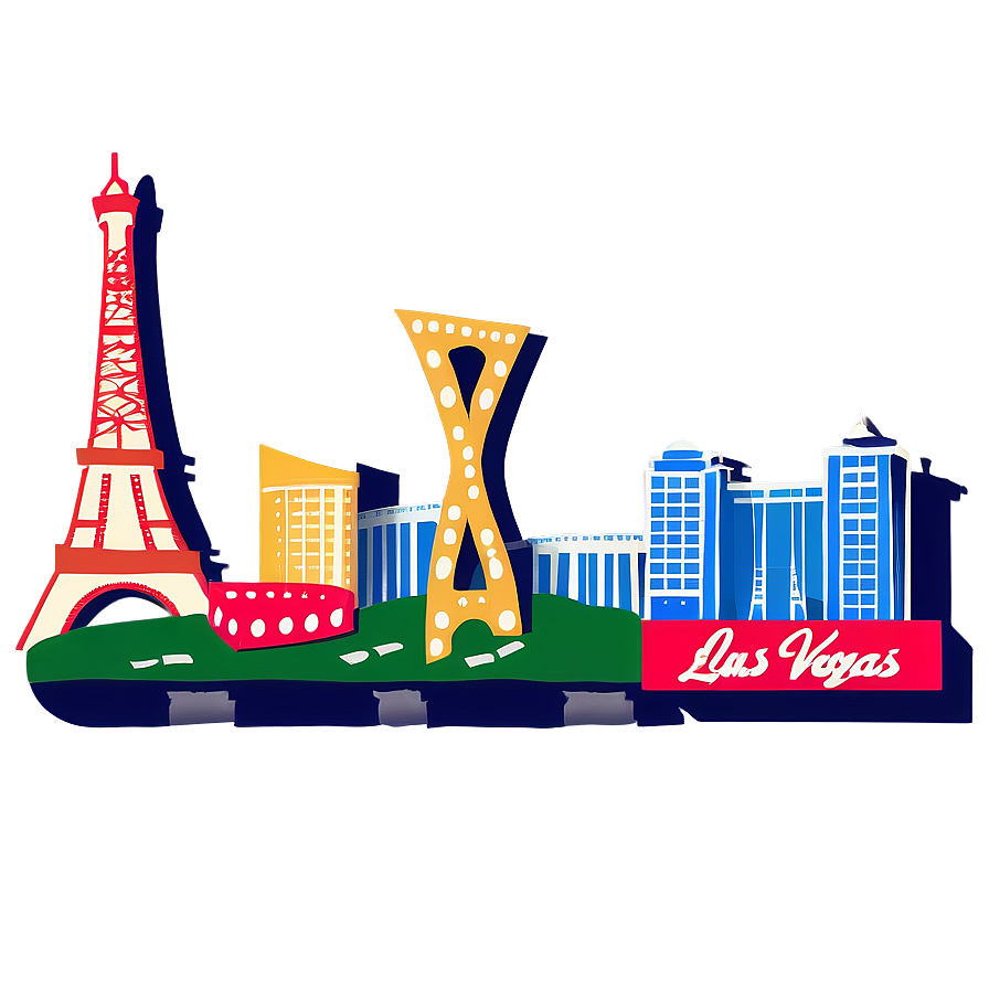 Las Vegas Skyline With Landmarks Png 97