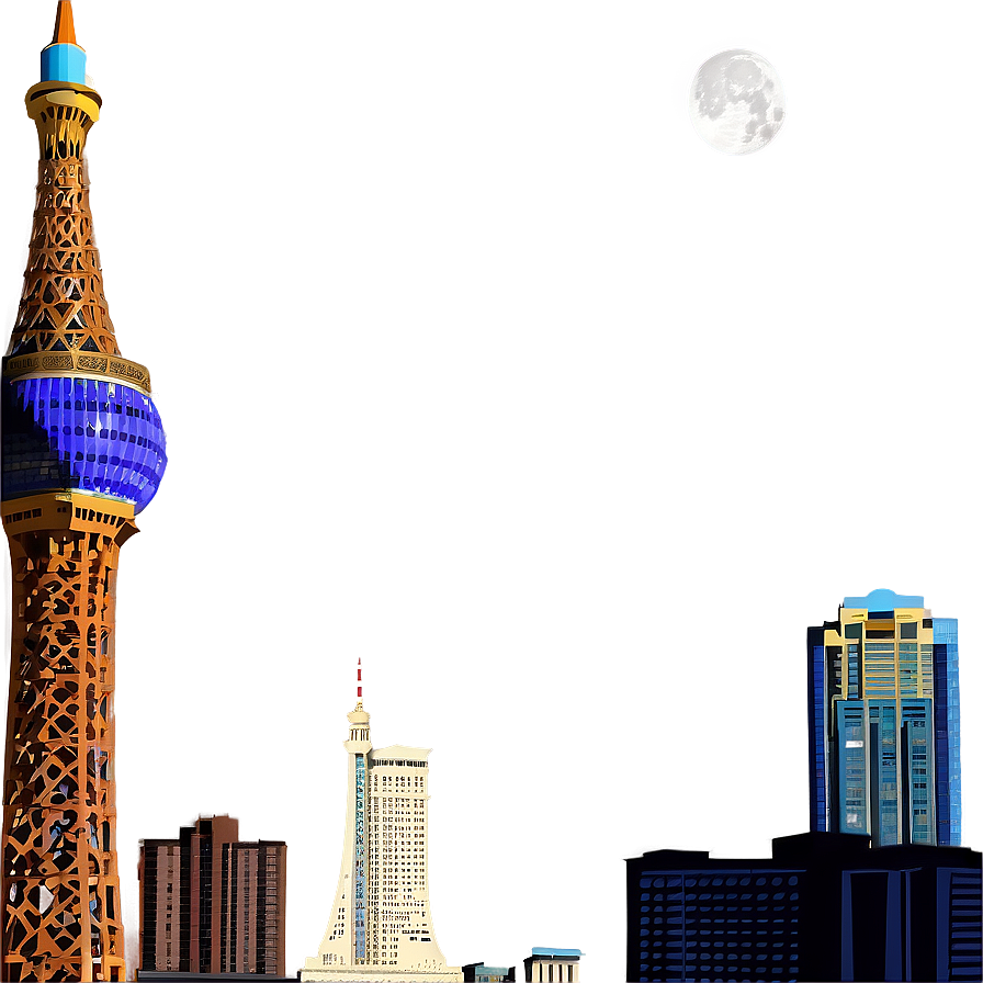 Las Vegas Skyline With Moon Png Jck