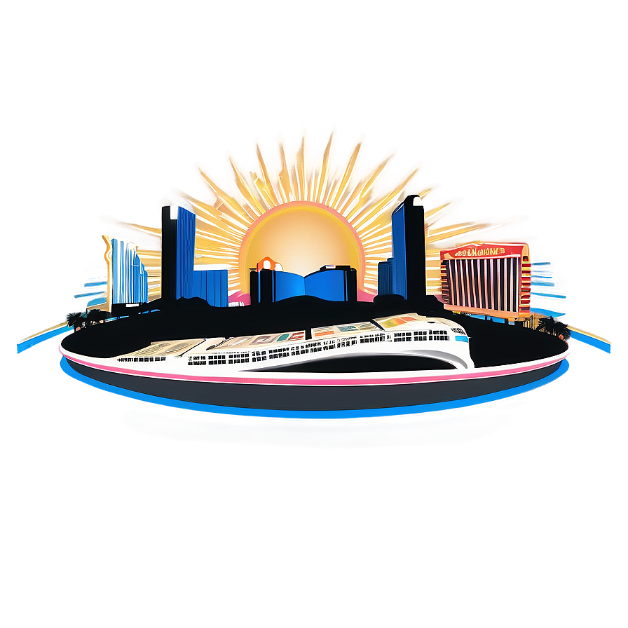 Las Vegas Skyline With Sun Png 06252024