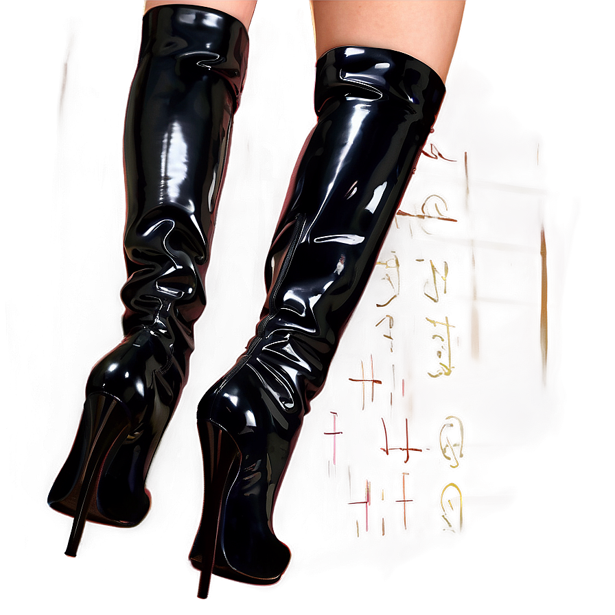 Latex Thigh High Boots Png Hgp