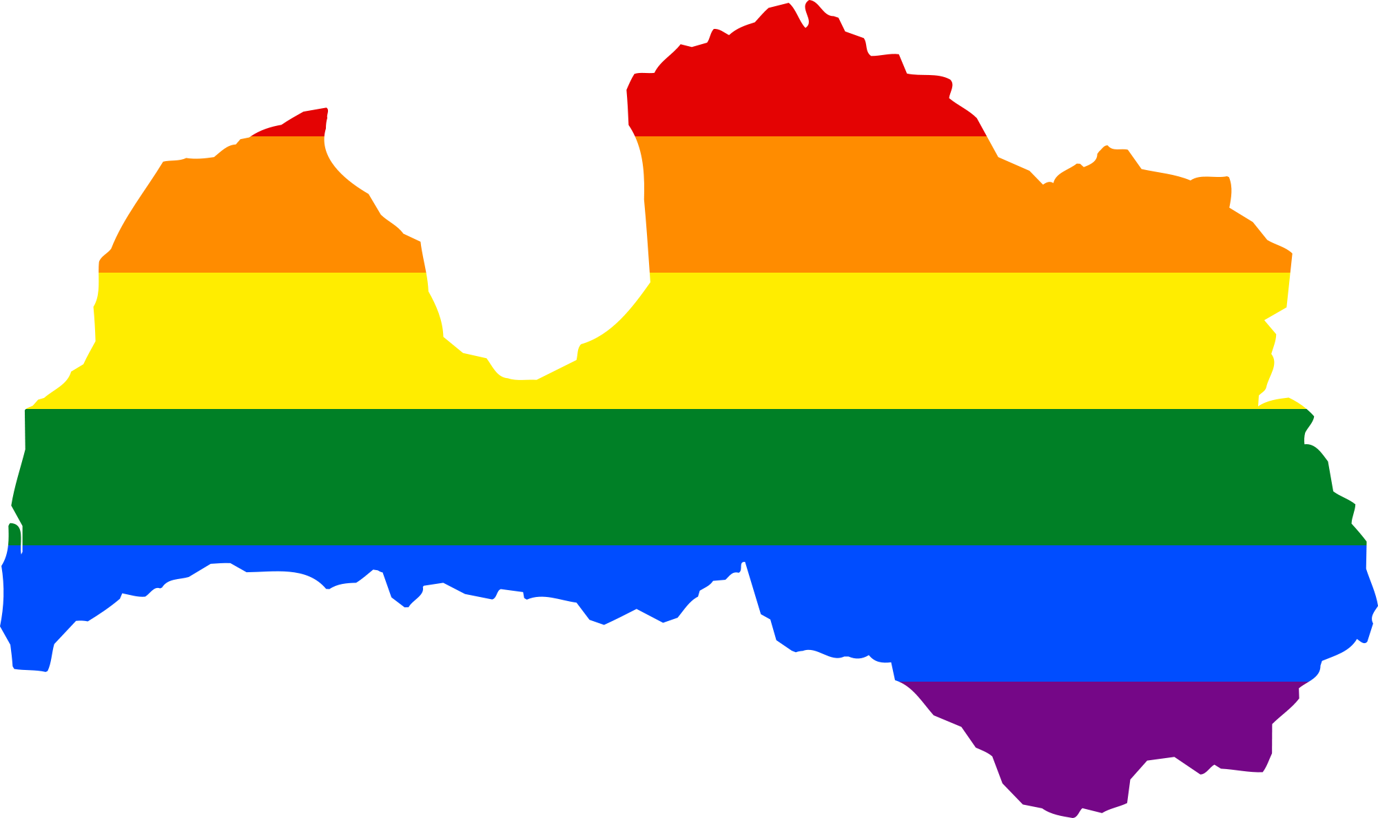 Latvia Outline Rainbow Colors
