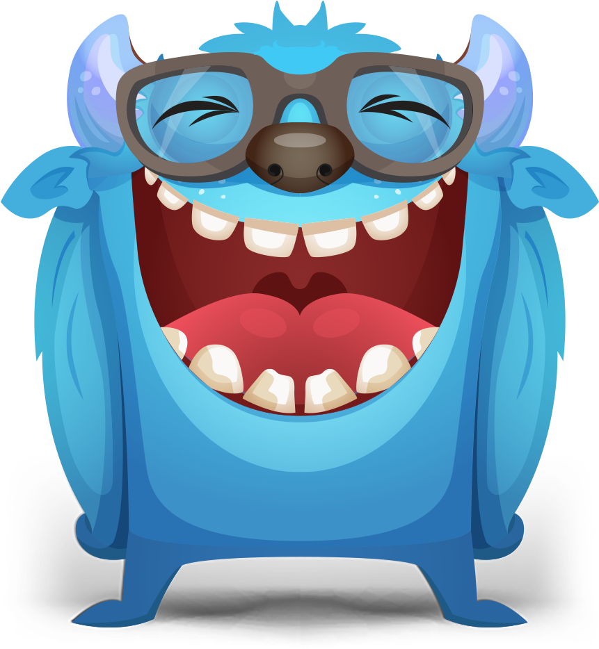 Laughing Blue Monster Cartoon