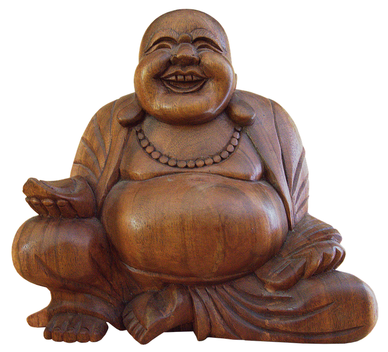 Laughing Buddha Wooden Sculpture