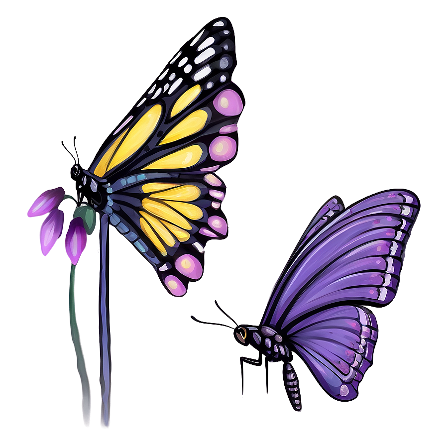 Lavender Butterfly Illustration Png Tcu17