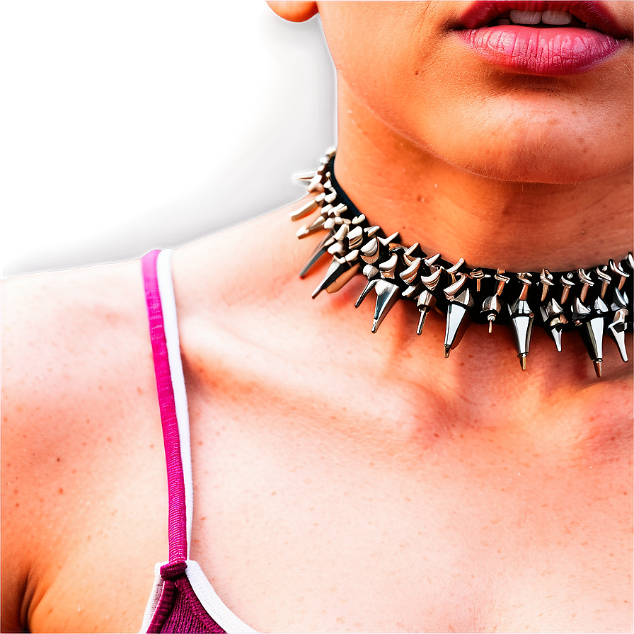 Layered Spiked Choker Look Png 42