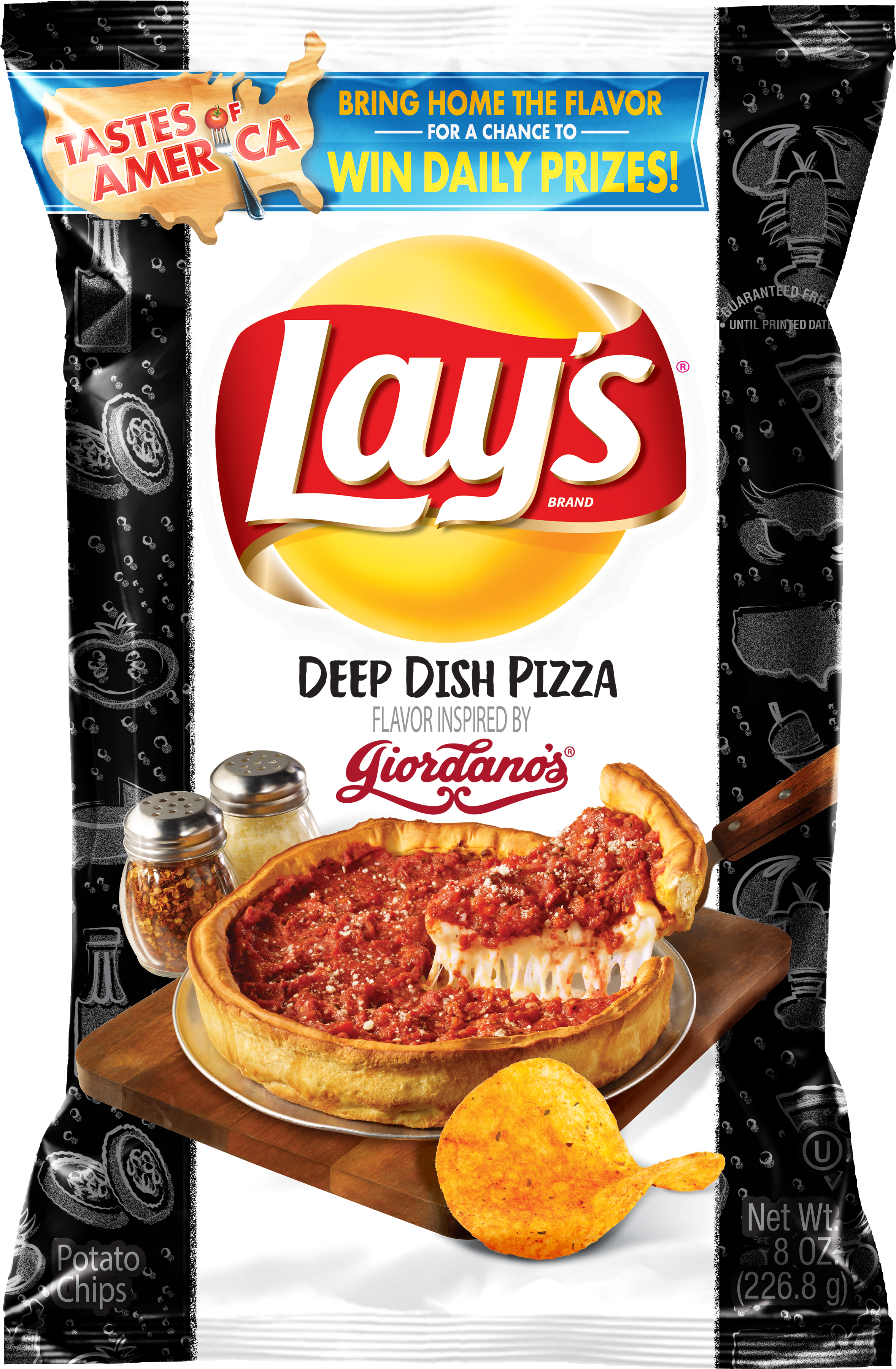 Lays Deep Dish Pizza Flavor Chips Packaging