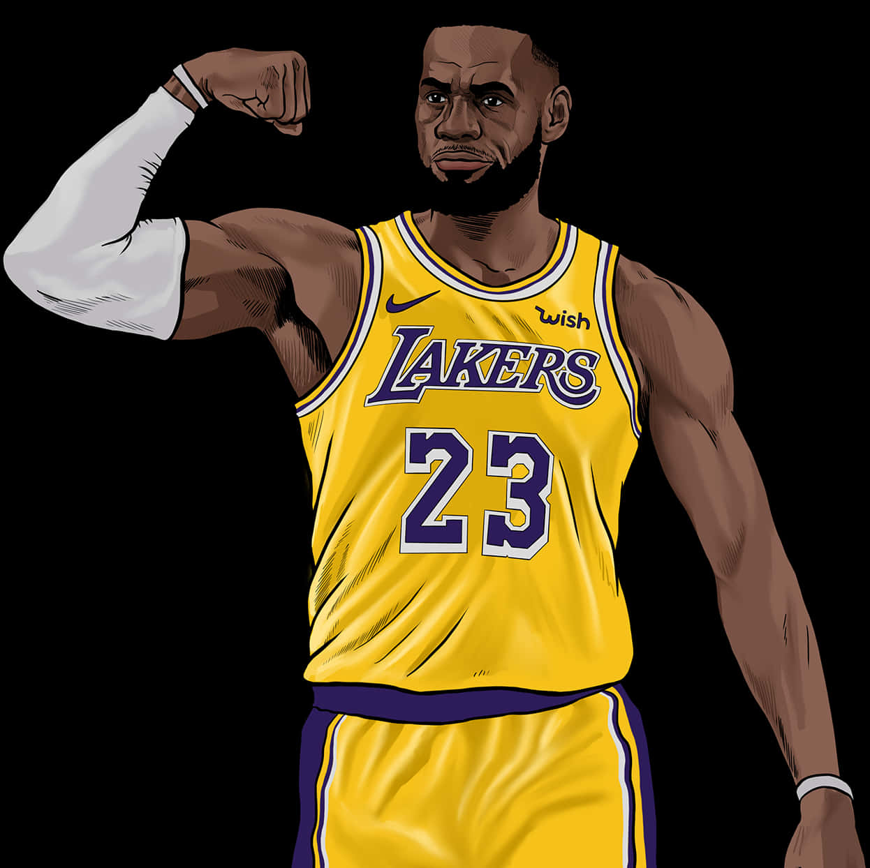 Le Bron James Lakers Flexing Illustration