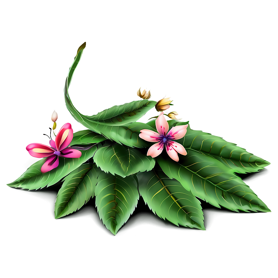 Leaf Pile With Flowers Png Tiu28