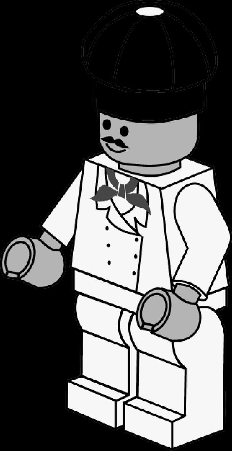 Lego Chef Figure Blackand White