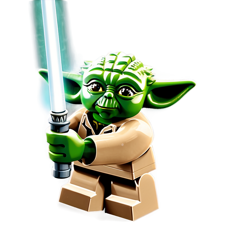 Lego Yoda With Lightsaber Png 06282024