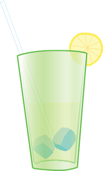 Lemon Slice Glass Drink Illustration