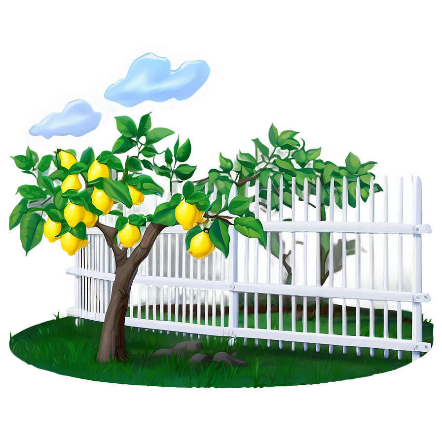 Lemon Tree With Fence Png Bbj82