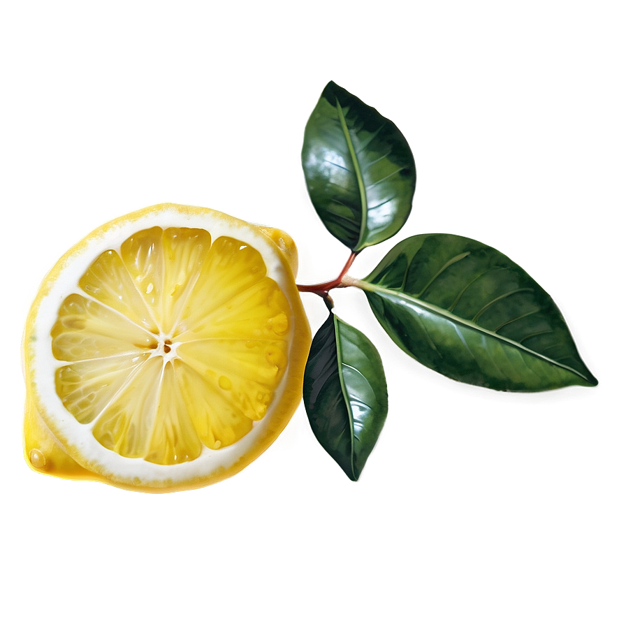 Lemon With Leaf Png Tih