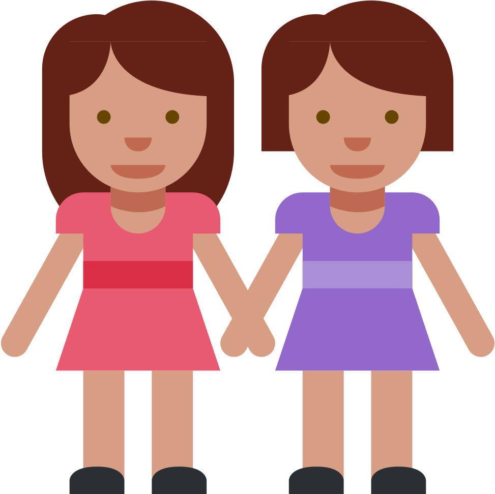 Lesbian Couple Cartoon Holding Hands