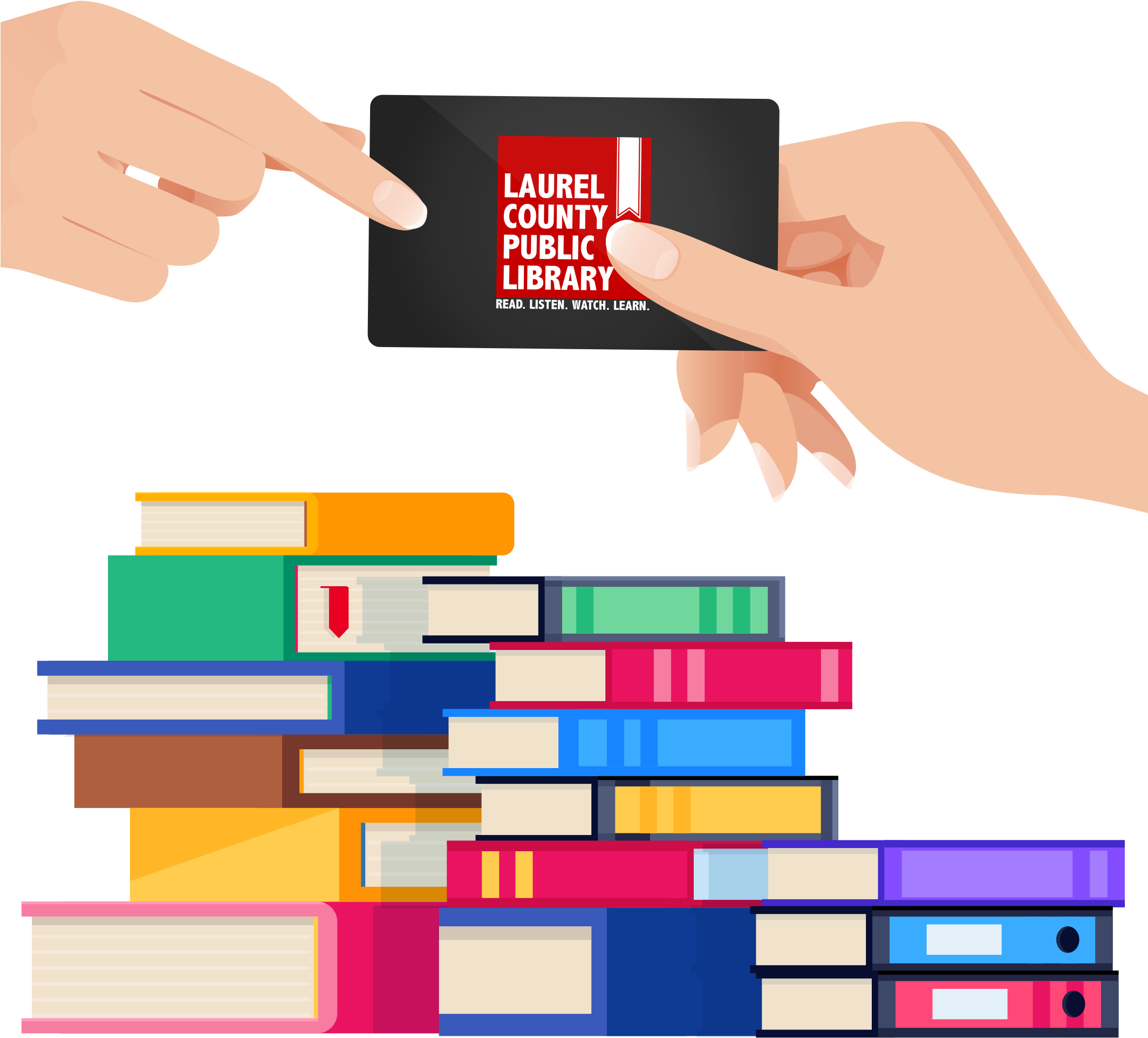 Library Card Handover Above Book Pile