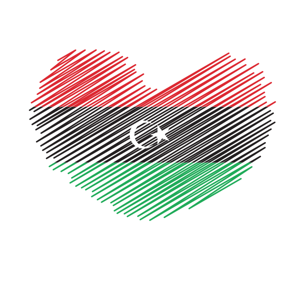 Libyan Flag Heart Sketch