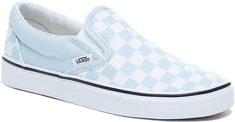 Light Blue Checkerboard Vans Slip On