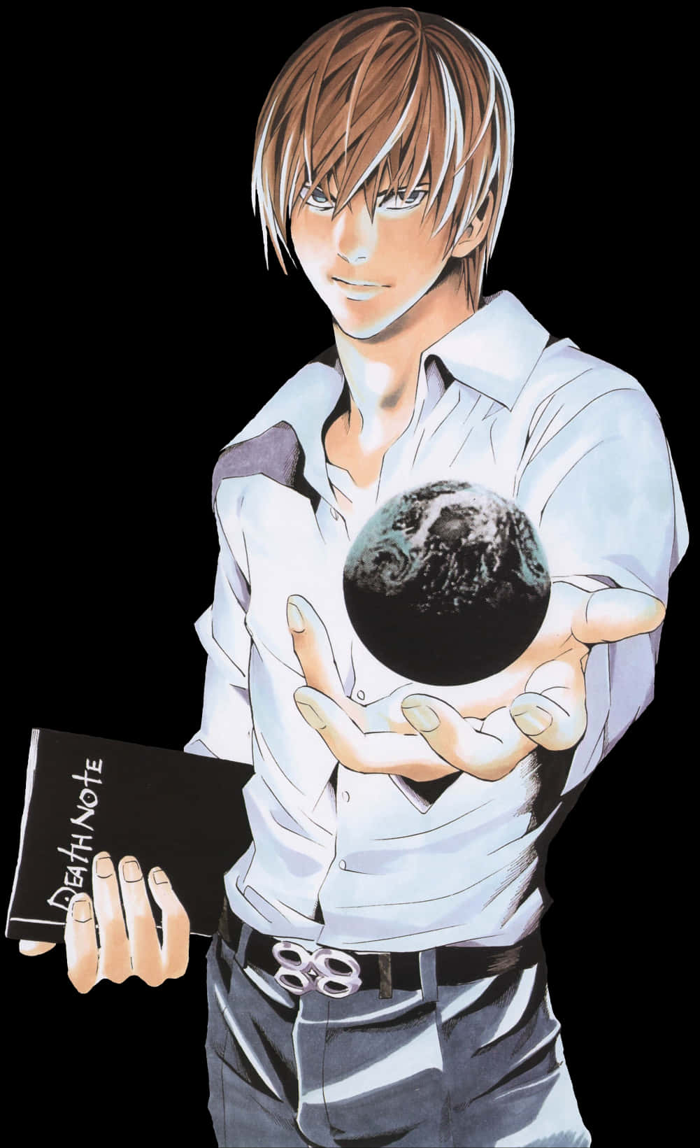 Light Yagami Holding Death Noteand Earth