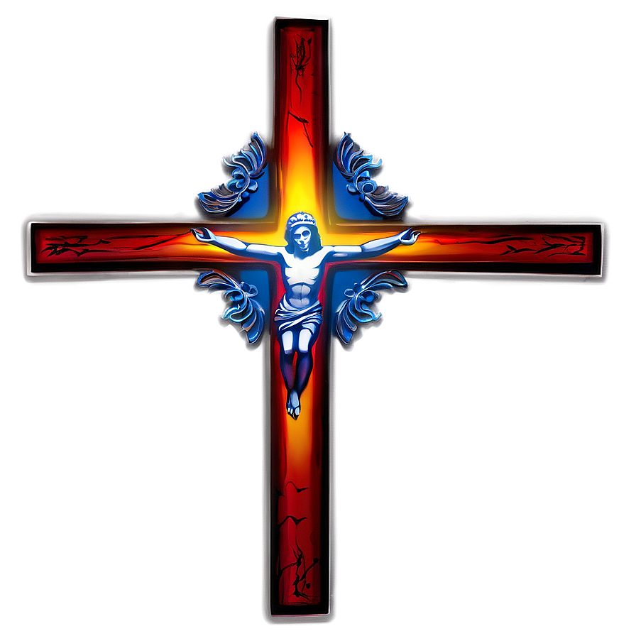 Lighted Catholic Cross Scene Png 06122024