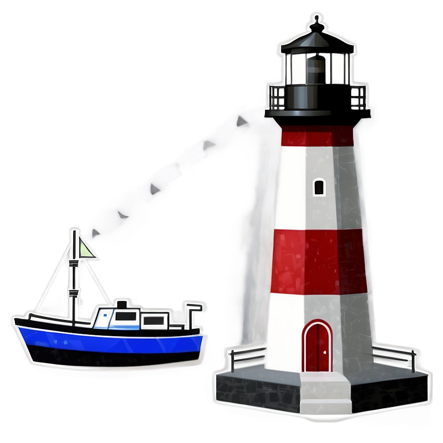 Lighthouse With Boat Png 05242024