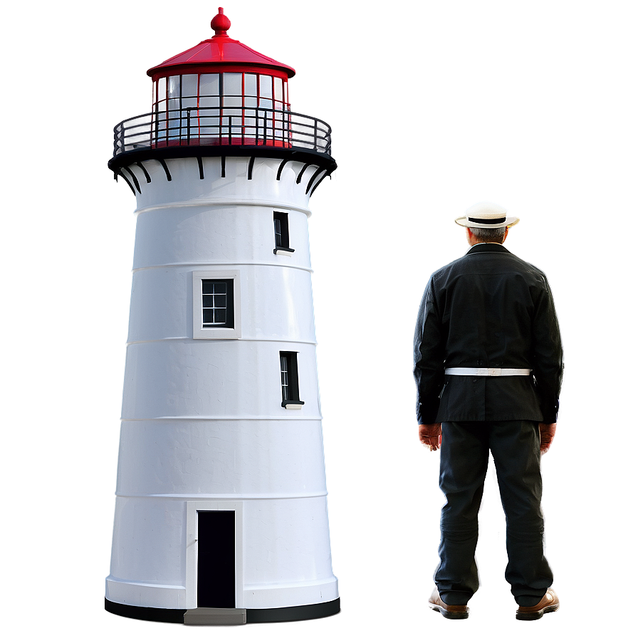 Lighthouse With Lighthouse Keeper Png Hed74
