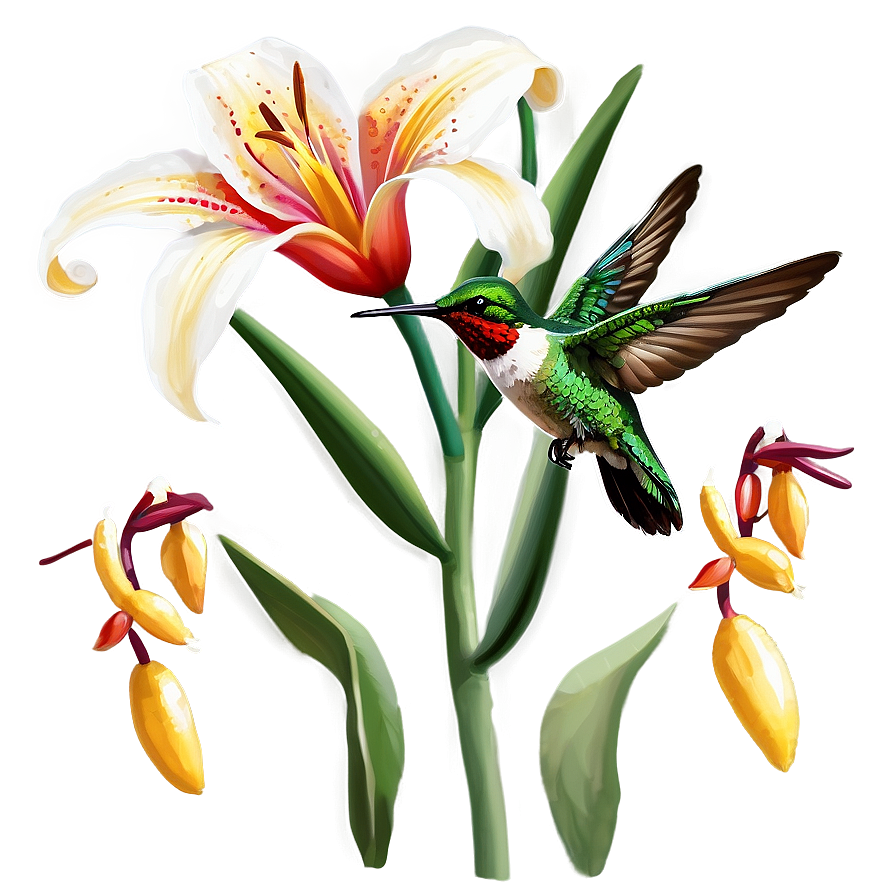 Lilies And Hummingbirds Png 06282024