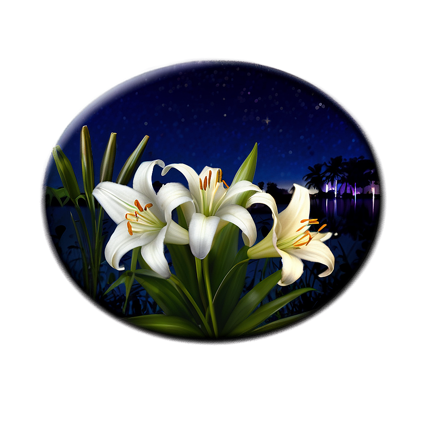 Lilies Under Moonlight Png 18