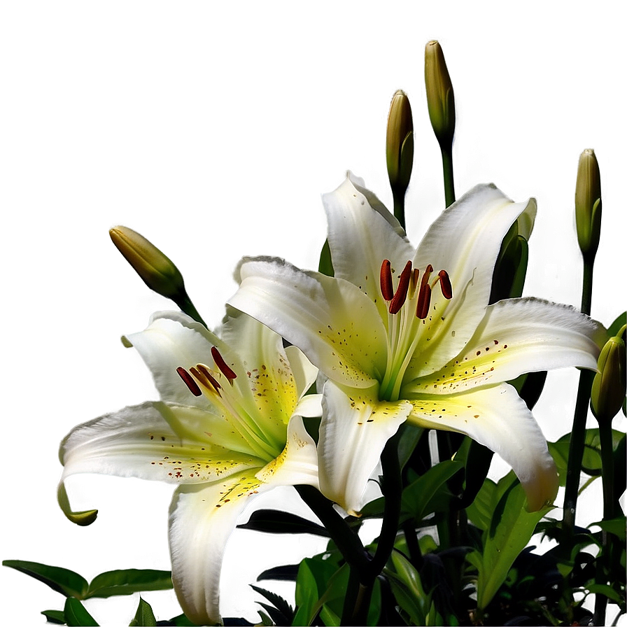 Lilies Under Moonlight Png Tkg