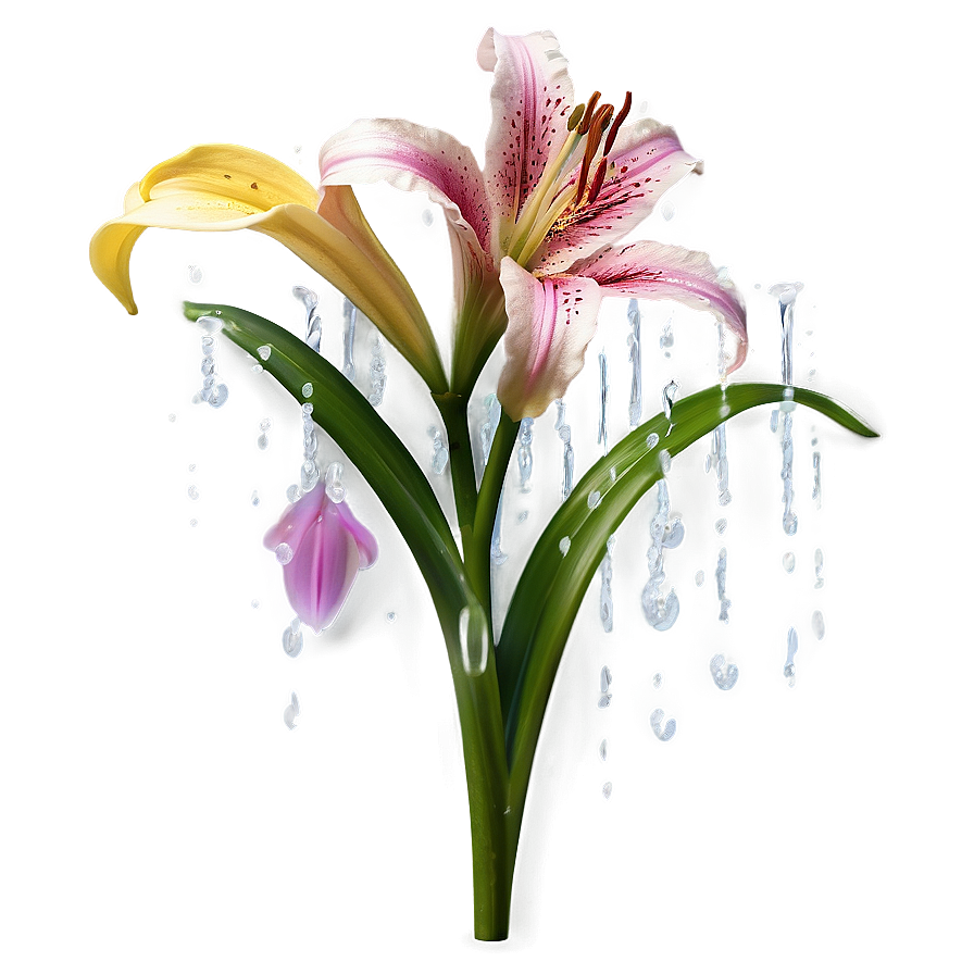 Lily Flower In Rain Png 06272024