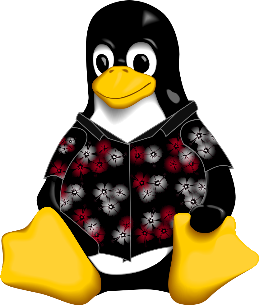 Linux Mascot Tuxwith Hawaiian Shirt