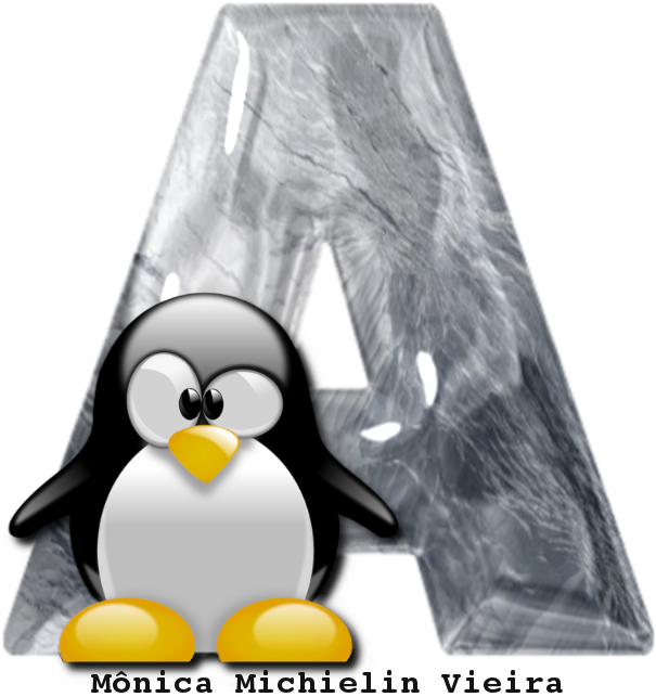 Linux Penguinwith Crystal Letter A