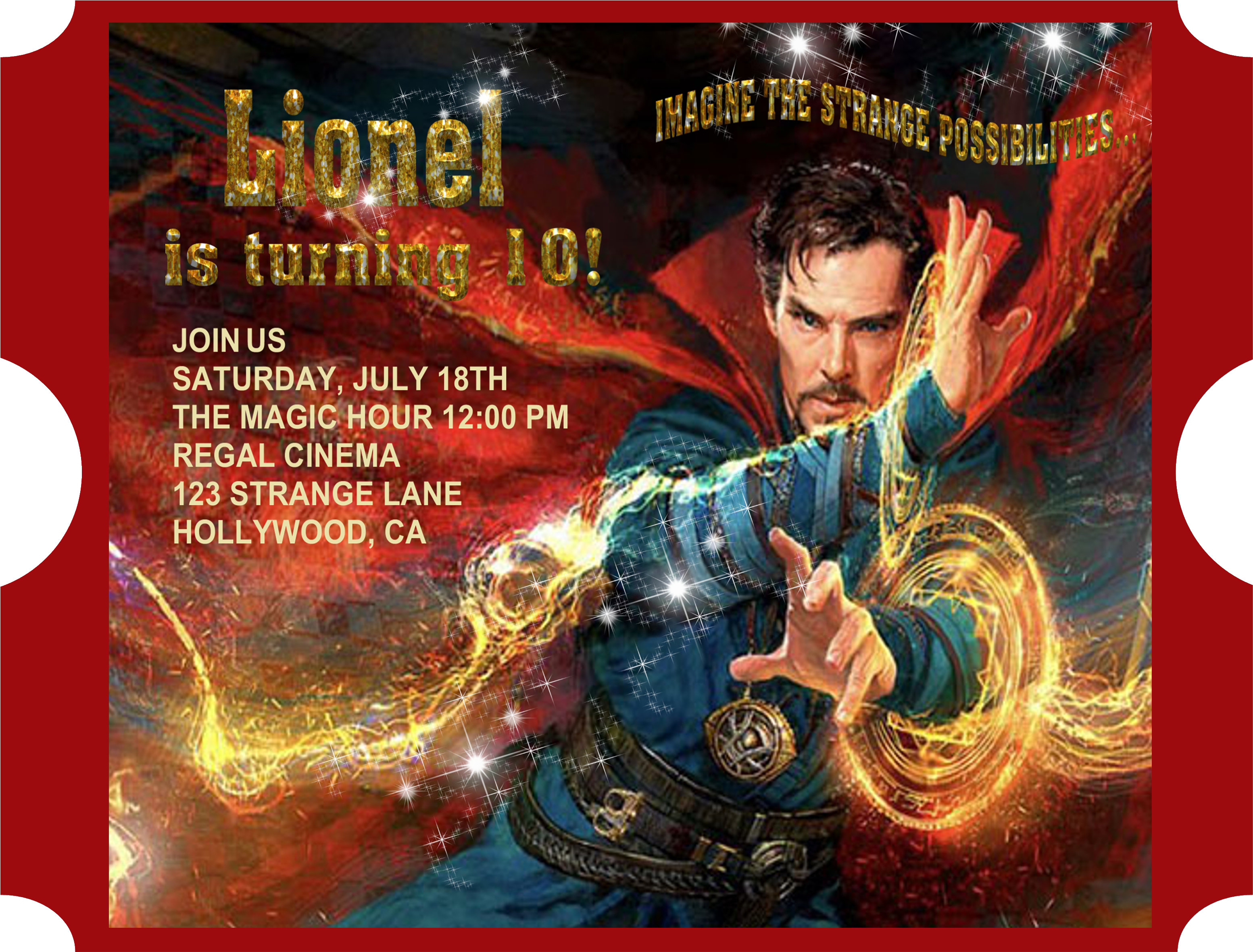 Lionel10th Birthday Invitation Doctor Strange Theme