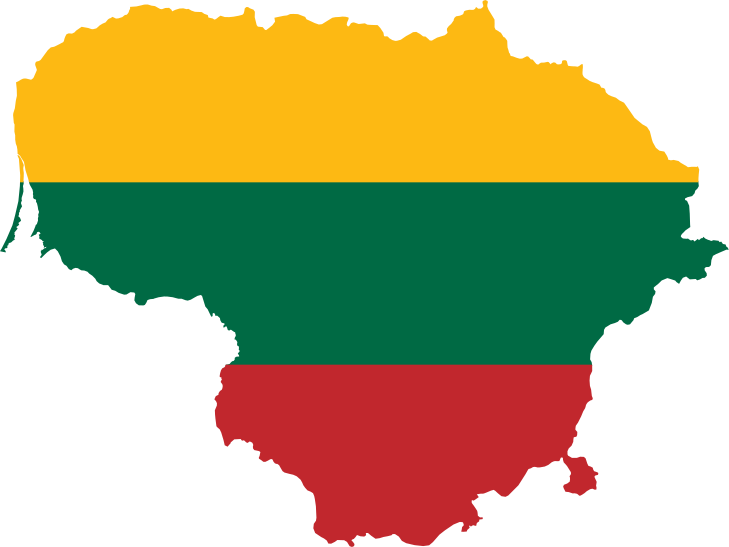 Lithuania Map Outlined With Flag Colors