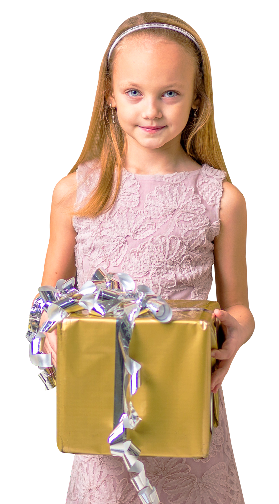 Little Girl Holding Gift