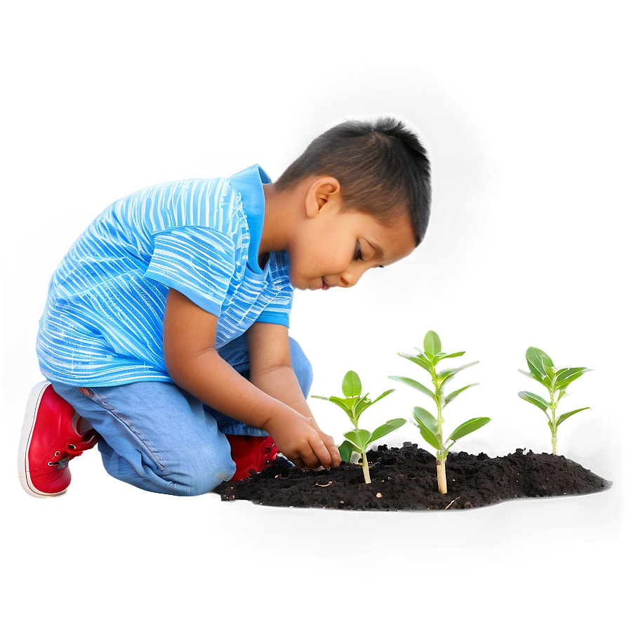 Little Kid Planting Tree Png 13